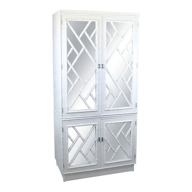 Late 20th Century Faux Bamboo Mirrored Cabinet by Omega For Sale