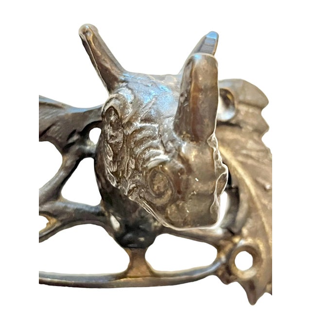 Metal Antique French Bronze Safari Style Rhino Wall Mounted Coat Hat Rack For Sale - Image 7 of 9