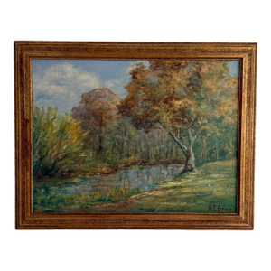 Mid 20th Century Impressionist Oil Painting Landscape - “Beaver Creek” - Signed by A.E. Grau