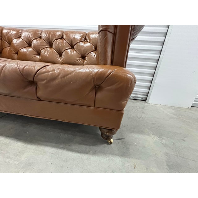 Rare Iconic Vintage Cocheo Brothers Chesterfield Tufted Leather Loveseat Sofa For Sale - Image 11 of 12