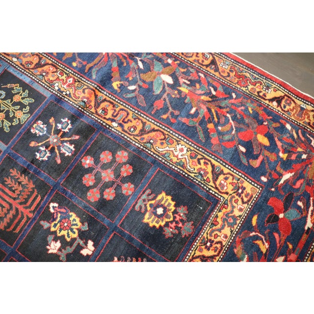 Early 20th Century Square Garden Design Persian Bakhtiari Rug - 11'8" x 12'5" For Sale - Image 9 of 13