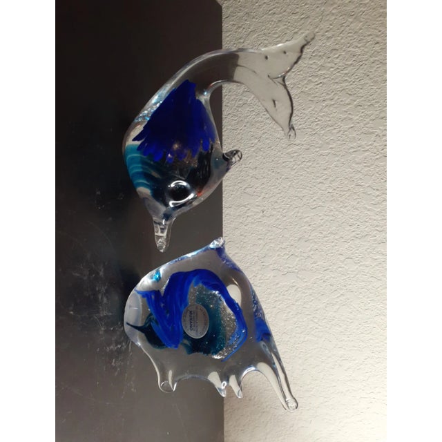 Glass 1980s Murano Italy Pair of Cobalt Blue Aventurine Fish Figurines For Sale - Image 7 of 9