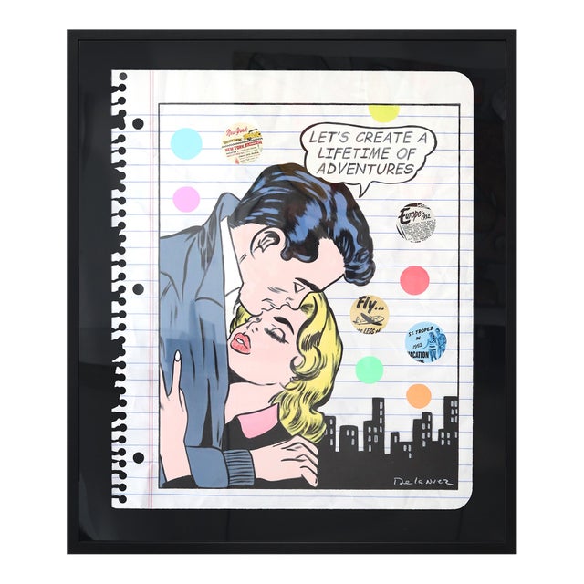 Lifetime of Adventures - Framed Contemporary Pop Art Luxury Life and Travel Inspired Painting by Nelson De La Nuez For Sale