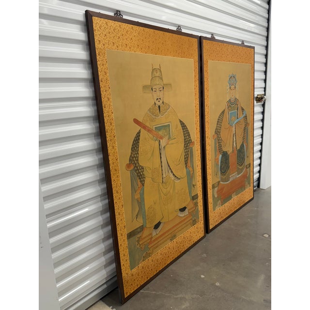 Large Pair of Chinese Ancestral Portrait Paintings 60" For Sale - Image 4 of 12