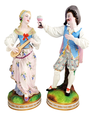 French Porcelain Figures of Vion and Baury, 1870, Set of 2