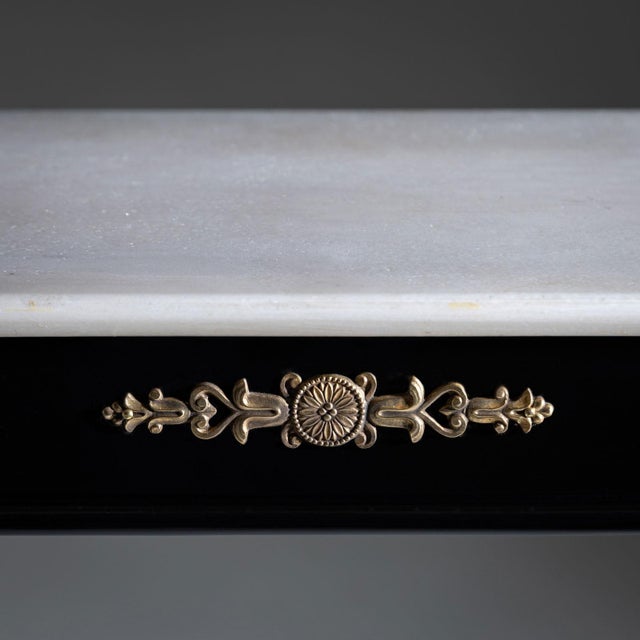 Mid-20th Century Black Console Table with White Stone Top, Italy For Sale - Image 10 of 18