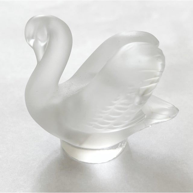 Glass Lalique France Crystal "Cynget" Swan Cache/Seal Paperweight. For Sale - Image 7 of 9