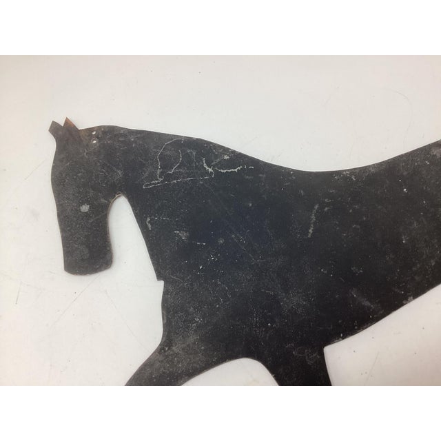 Antique Folk Art Hand Cut Sheet Metal Horses Sign For Sale - Image 4 of 6