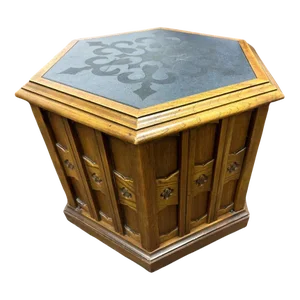 Jim Peed Drexel Esperanto Hexagon Table With Slate Top - 1960s Spanish Revival