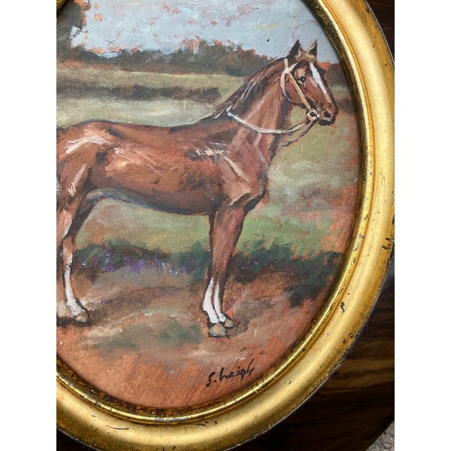 Original oval painting on artist board approx 7 x 9 high signed bottom right Overall size with oval antique frame is...