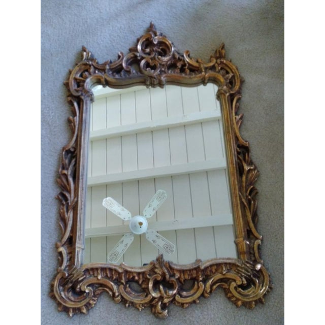 French Carved Gilt Gold Gesso Composite Mirror 38 Inches Tall x 24 1/2 Inches Wide x Depth about 1 1/2 Inches Great Weight...