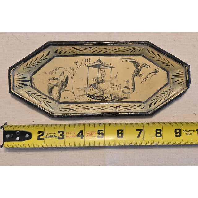 Chinoiserie Antique Small Toleware Serving / Tea Tray For Sale - Image 3 of 3