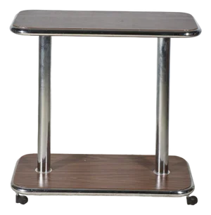 Trolley Table in Wood and Chromed Steel, Italy, 1980