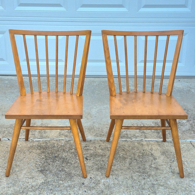 Mid-Century Modern Midcentury Modern Russel Wright for Conant Ball Solid Birch Spindle Back Dining Chairs, Set of 4 For Sale - Image 3 of 17