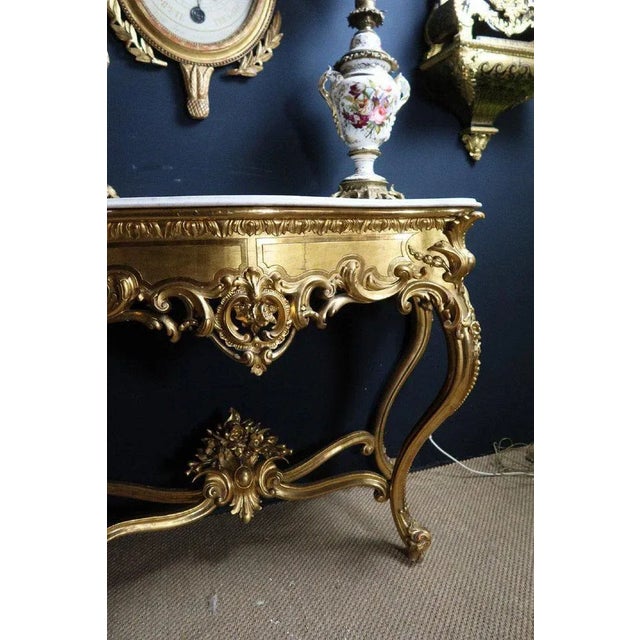 Louis XV Style Golden Console Table For Sale - Image 5 of 13