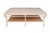 A substantial transitional style coffee table by Lexington Furniture Company. A honed and filled cream colored travertine...