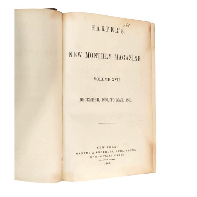 Traditional Antique Bound Volume XXII Harper's New Monthly Magazine 1860-1 Lincoln Civil War History For Sale - Image 3 of 17