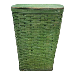 A Large Green Vintage 1940s Splint Basket