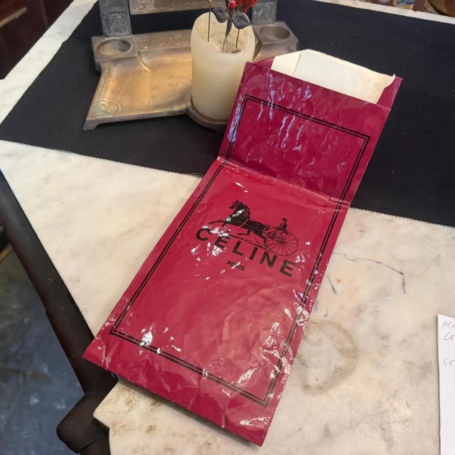 Red 1990s "Messageries Et Diligences" Carré Silk Scarf by Celine Paris For Sale - Image 8 of 13