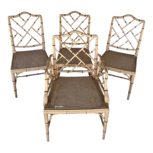 Set of Four Chinese Chippendale Faux Bamboo Chairs