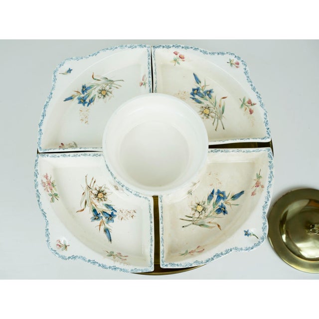 Metal Vintage Circa 1898 Waechtersbach Pedastel Lidded Divided Serving Piece For Sale - Image 7 of 16