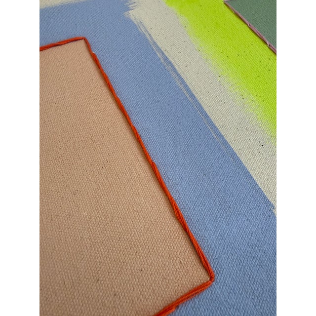 "Bright Place 203" Original embroidered painting by Emily Keating Snyder, 20" W x 20" H x 1.5" D Acrylic paint with...
