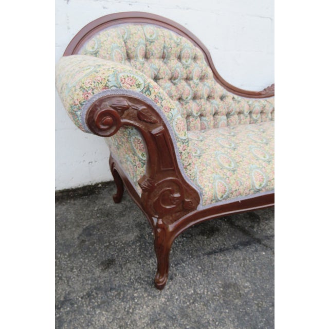 Wood French Hand Carved Mahogany Chaise Lounge 6251 For Sale - Image 7 of 18