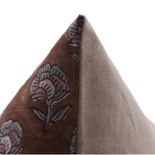 Not Yet Made - Made To Order Square/Lumber Block Printed Home Decor Pillow Cover 18x18 - Pure Linen - Rohini For Sale - Image 5 of 5