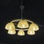 Italian Art Deco glass and brass chandelier, 1930s Chandelier featuring a circular burnished brass frame with a radial...