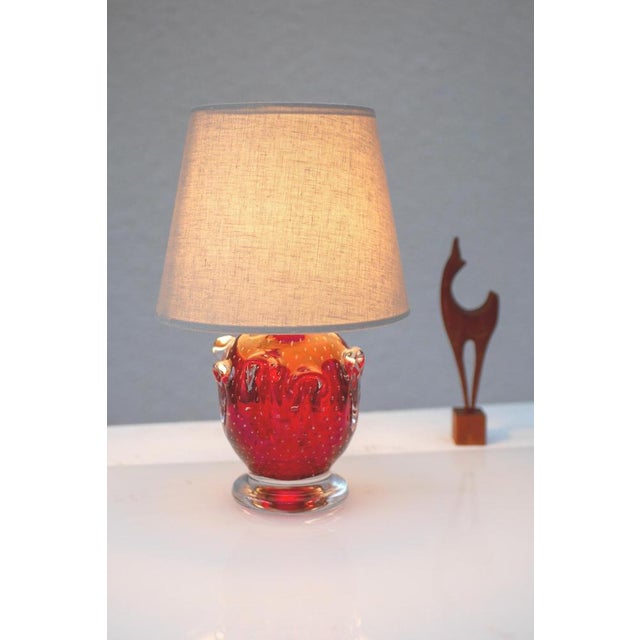 Bright Red Crystal Glass Lamp by Börne Augustsson for Åseda, Sweden For Sale - Image 4 of 14
