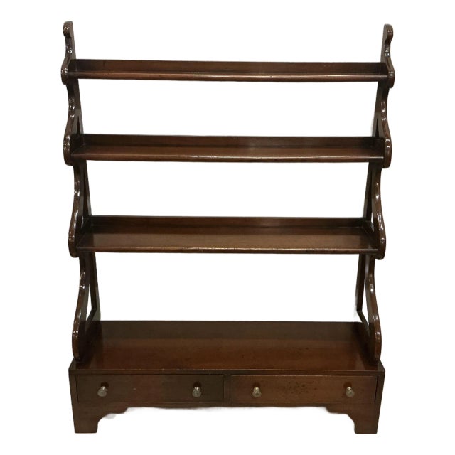 Vintagre Mahogany Bookcase or Display Cabinet W Two Drawers at Base For Sale