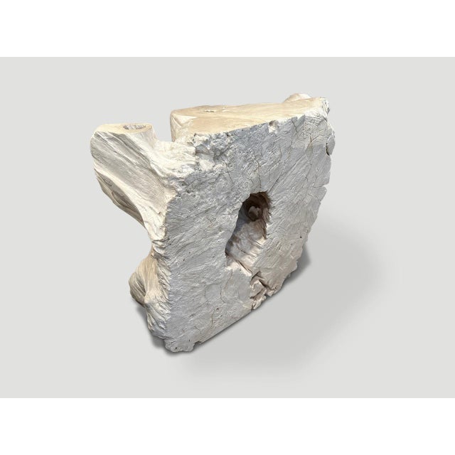 White Andrianna Shamaris Century Old Bleached Teak Wood Console Table For Sale - Image 8 of 18