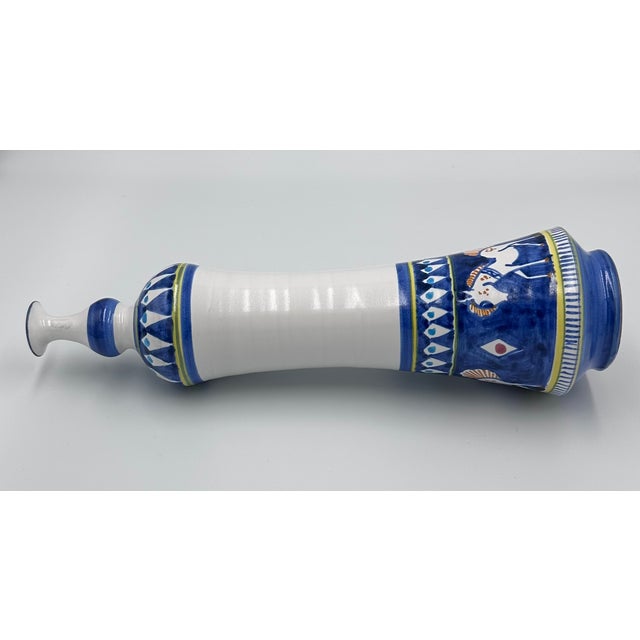 Modern Vintage Vietri Hand-Painted Cassetta Italian Faiance Ceramic Bud Vase For Sale - Image 3 of 8