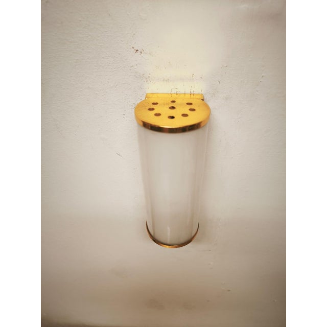 Brass Wall Light with Opal Glass, 1960s, in Very Good conditions. Designed 1960 to 1969 Up to 250V (Europe/UK...