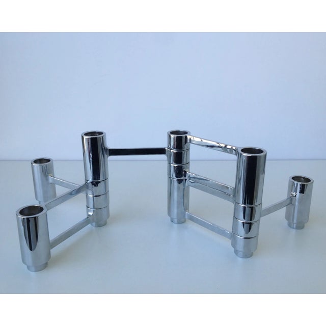 1970s Vintage Chrome Plated Modular Candleholders - Set of 3 For Sale - Image 5 of 10