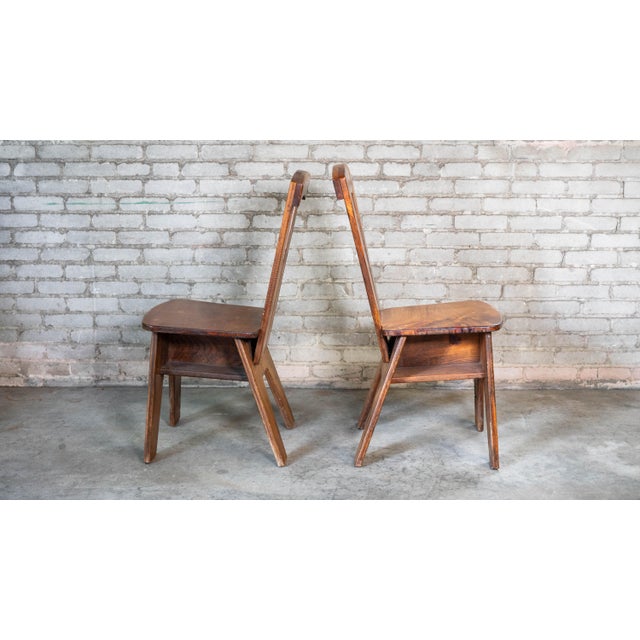 1970s French Modern Brutalist Dining Chairs After Pierre Chapo For Sale - Image 10 of 13