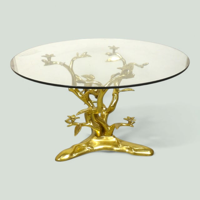 Metal Bird Side Table in Brass with Glass Top by Willy Daro, 1970s For Sale - Image 7 of 9