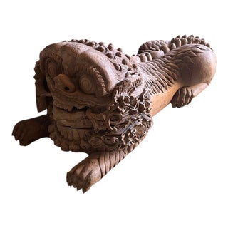 Late 20th Century Large Thai Foo Dog Guardian Lion Floor Sculpture For Sale