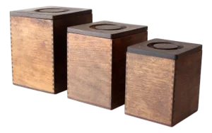 Mid-Century Wood Canister Set