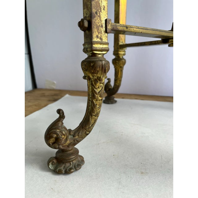 Hollywood Regency Glass Top Brass Side or Drinks Table For Sale - Image 3 of 11