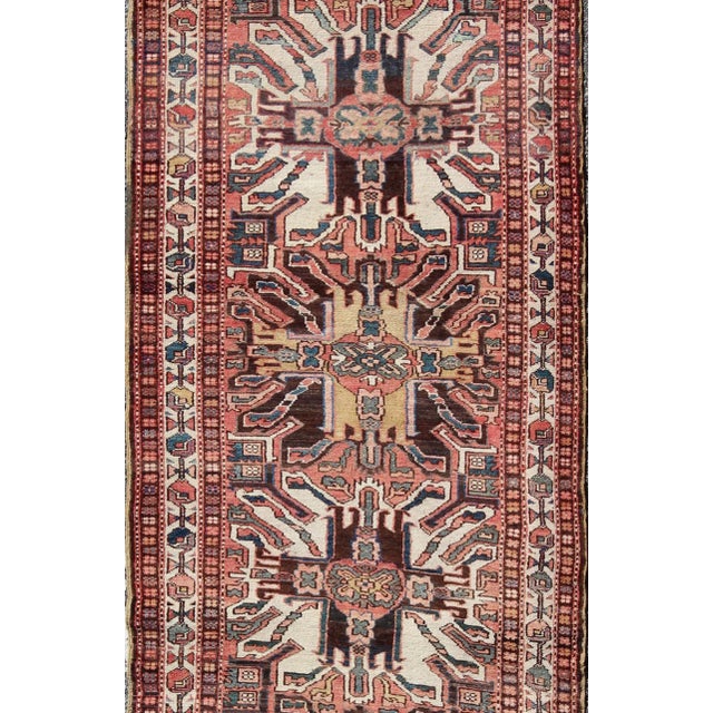 Multicolored Antique Persian Karajeh Runner With Vertical Geometric Tribal Medallions For Sale - Image 4 of 8