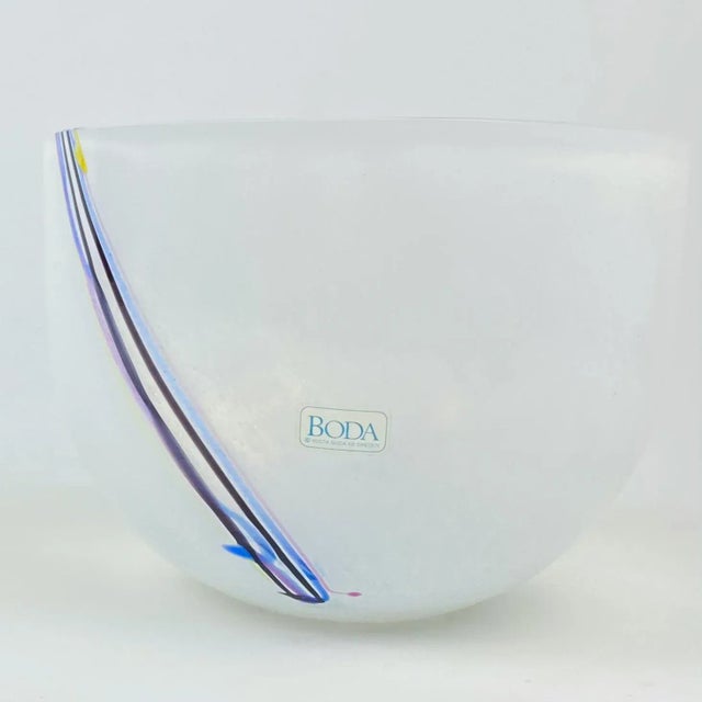 Glass Large Bertil Vallien Kosta Boda Swedish Art Glass Bowl For Sale - Image 7 of 13