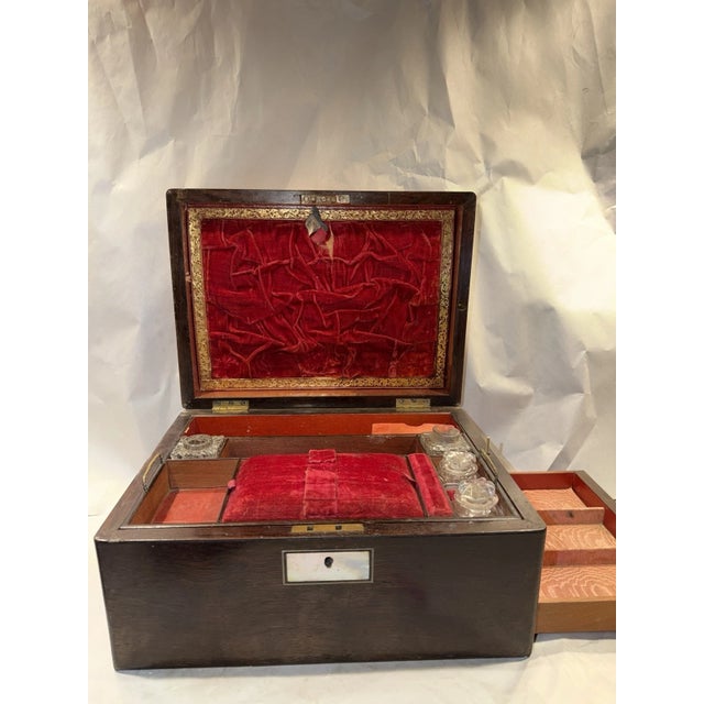 19th Century English Writing or Sewing Box With Pearl Inlay & Hidden Compartment For Sale - Image 13 of 13