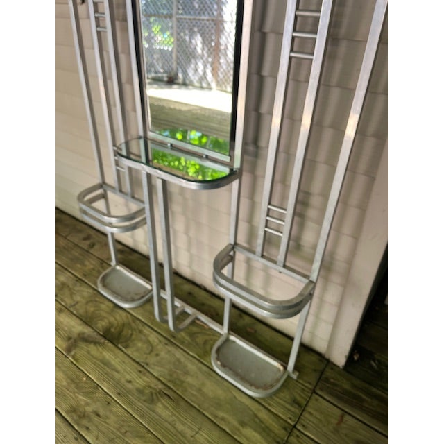 1930s 1930s French Art Deco Moderne Aluminum Hall Tree With Mirrors For Sale - Image 5 of 7