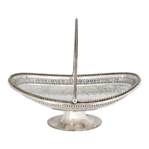 Antique Silverplate Basket With Heraldic Family Crest