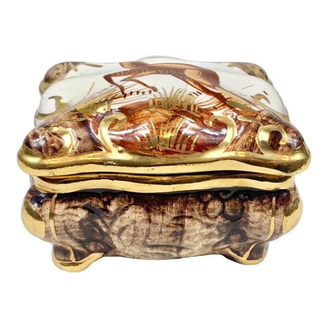 Vintage Belgian Ceramic Deer Box For Sale