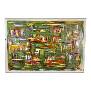 Signed Mid-Century Modern Inspired Abstract Painting For Sale