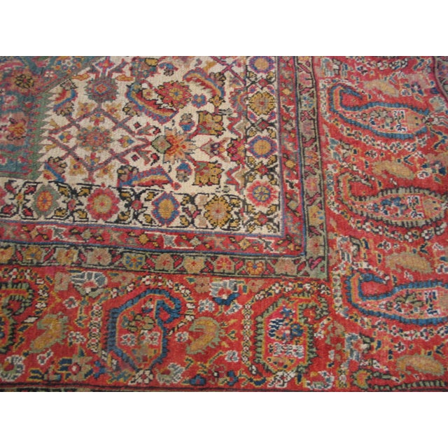 Early 19th Century 1820s Green Herati Medallion Antique n.w. Persian Gallery Rug 6'10" X 17' Handknotted Wool Carpet For Sale - Image 5 of 18