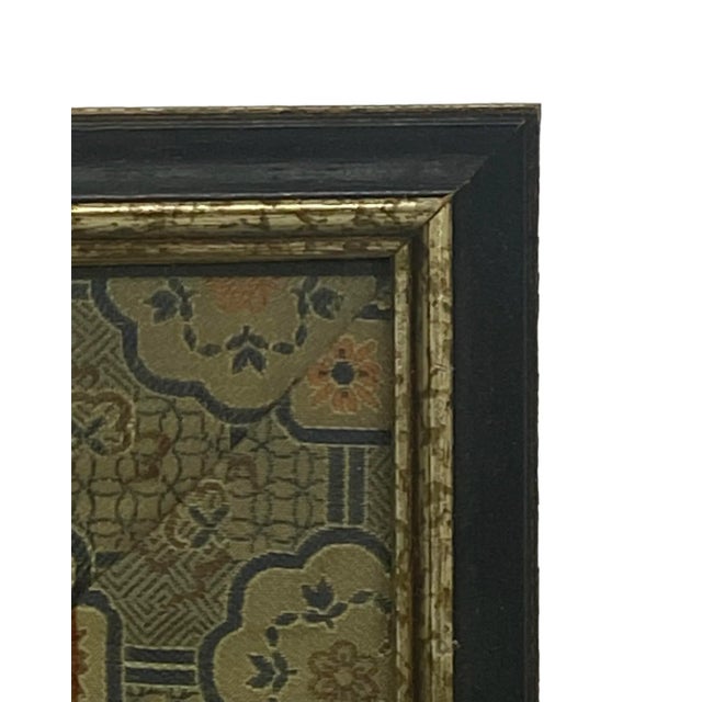 Mid 20th Century Vintage Japanese Framed Silk Embroidered Panel With a Floating Butterfly Approaching a Flower Surrounded by Leaves and Stems Design For Sale - Image 5 of 12
