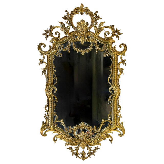 Vintage French Brass Wall Mirror, 1960s For Sale - Image 9 of 9
